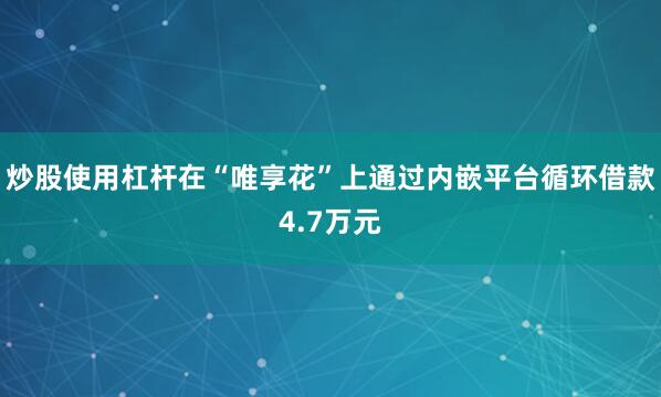 炒股使用杠杆在“唯享花”上通过内嵌平台循环借款4.7万元
